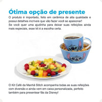 Conjunto Breakfast Stitch em Cerâmica com Caneca, Bowl e Prato
