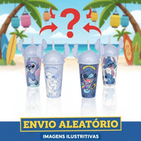 Copo Plástico Stitch com Tampa e Canudo – 500 ml (Sortido)