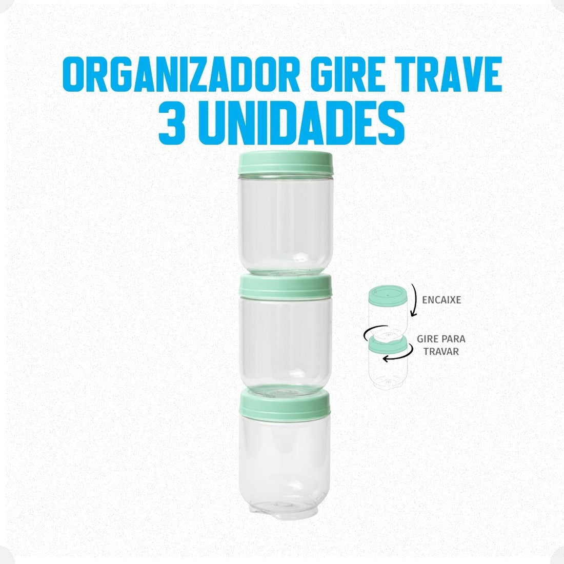 Kit Porta Condimentos Gire Trave 380ml 3 Peças Verde Agua