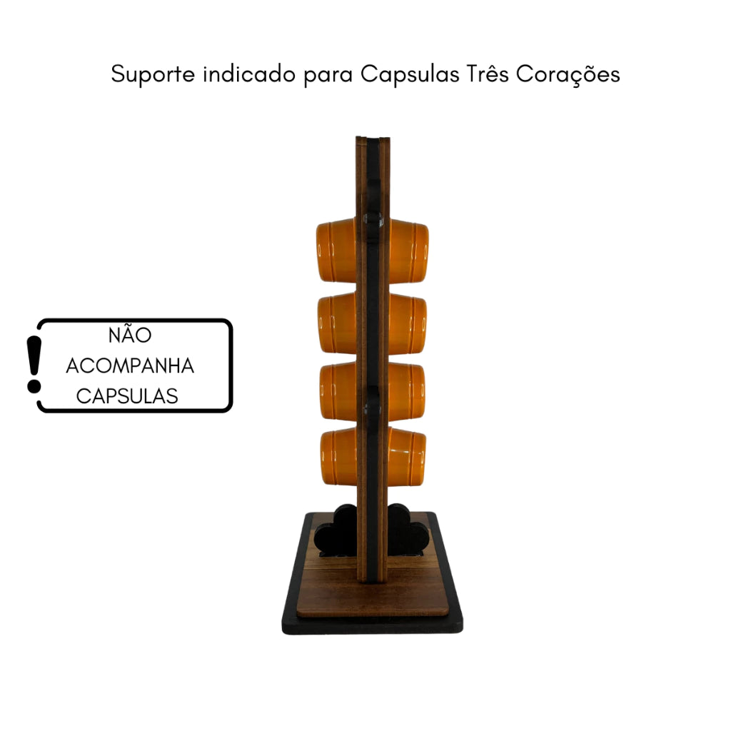 Porta Xícaras e Cápsulas Três Corações com 4 Xícaras de Café