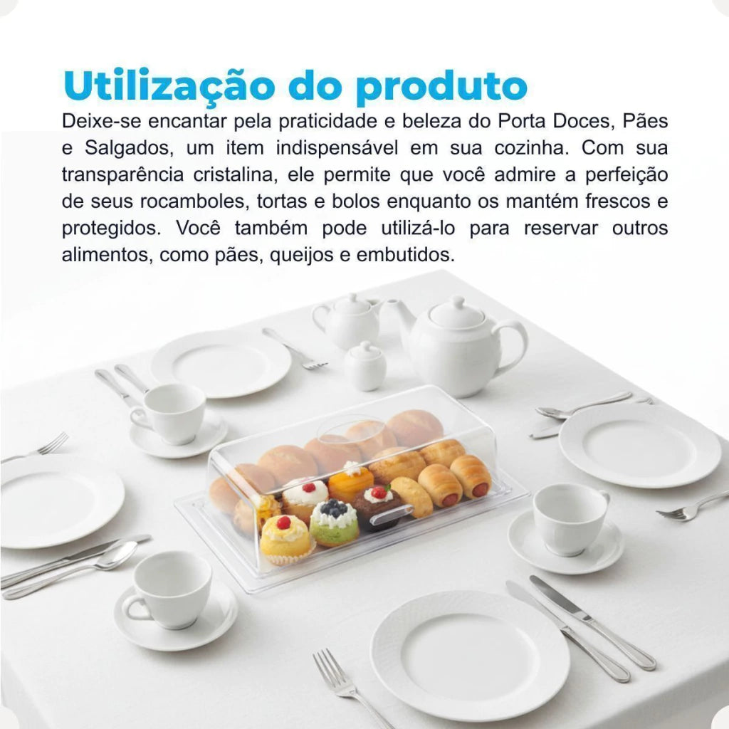 Porta-Pães em Acrílico para Doces e Salgados – 22,5 x 9,5 cm