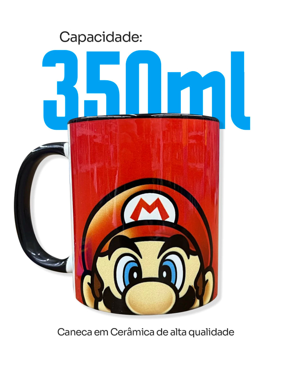 Caneca Pop Super Mario Face em Cerâmica – 350 ml