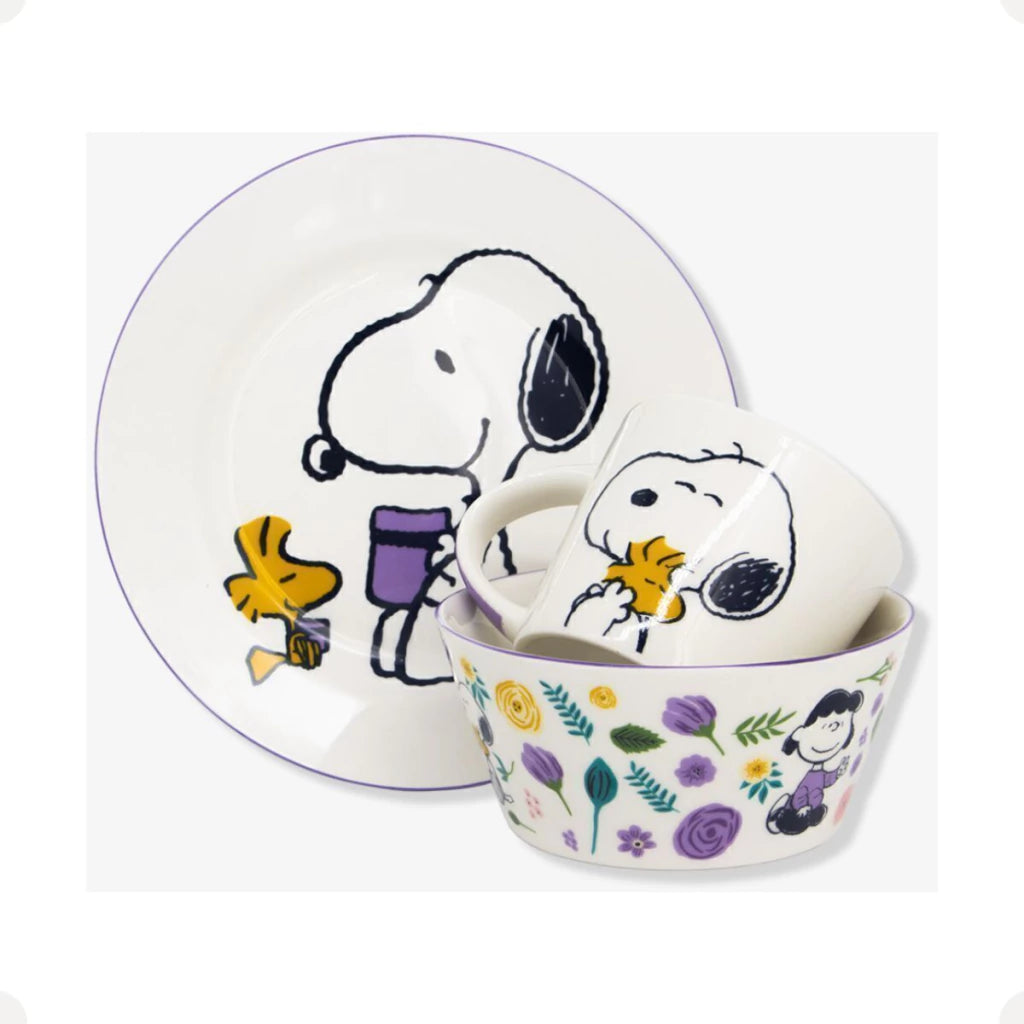 Conjunto Breakfast Snoopy em Cerâmica com Caneca, Bowl e Prato