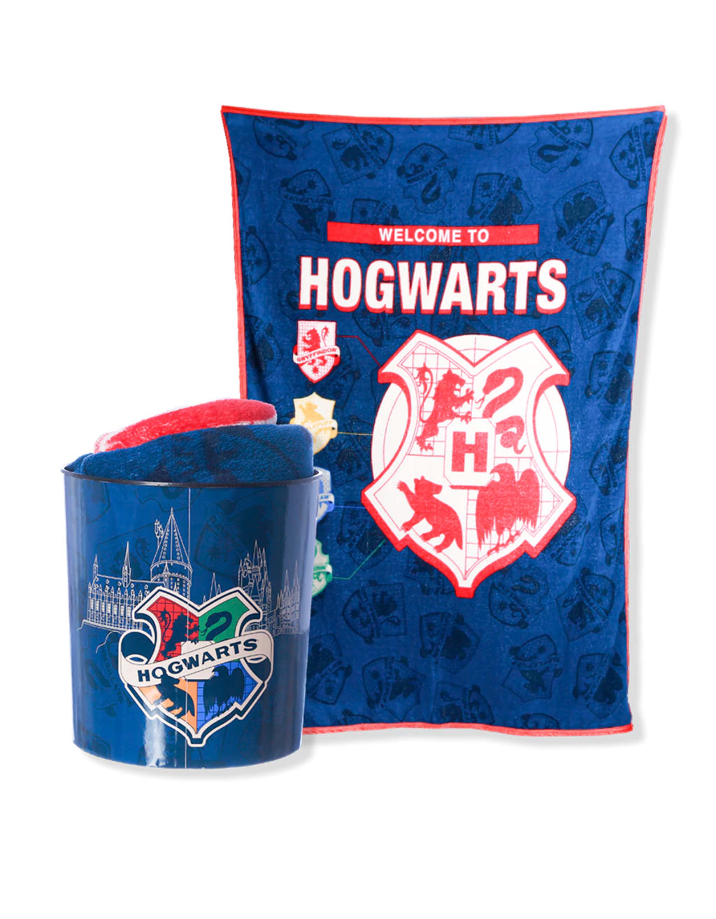 Conjunto Balde de Cinema com Manta Hogwarts