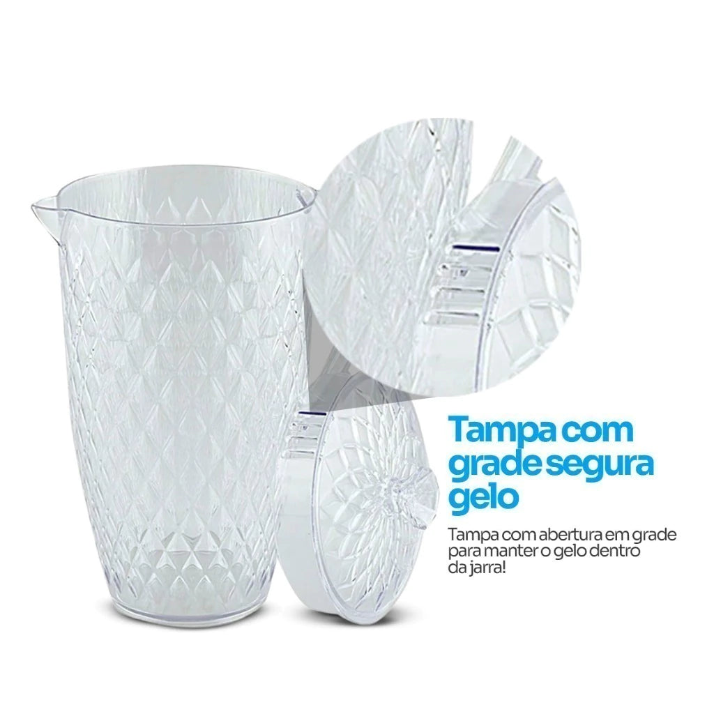 Jarra Glamour em Acrílico Cristal com Tampa – 2 L