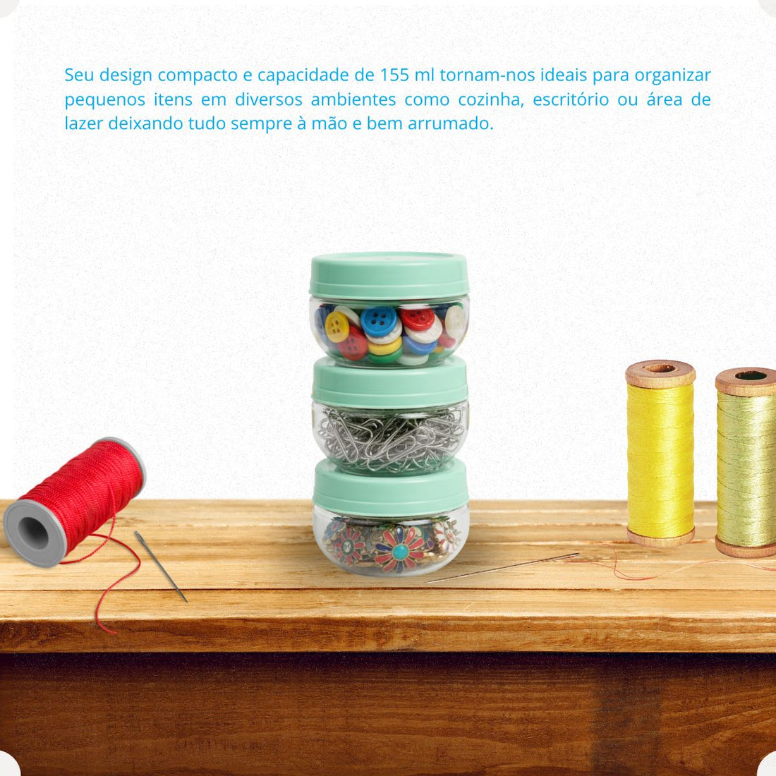 Kit Porta Condimentos Gire Trave 155ml 3 Perças Verde Agua