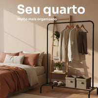 Arara Cabideiro Grande em Aço com Sapateira Integrada