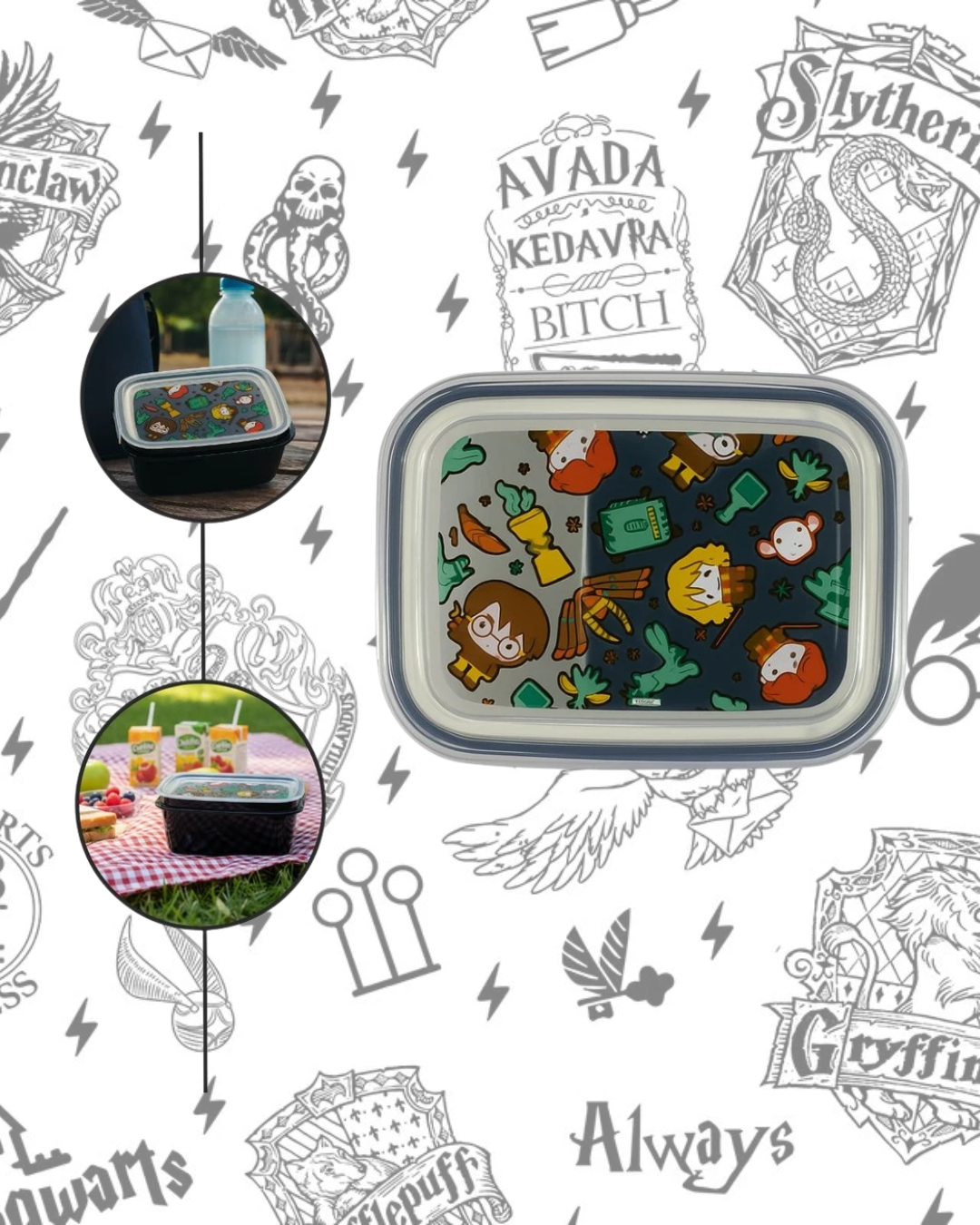 Marmita Hermética com Trava e Divisória Harry Potter – 630 ml