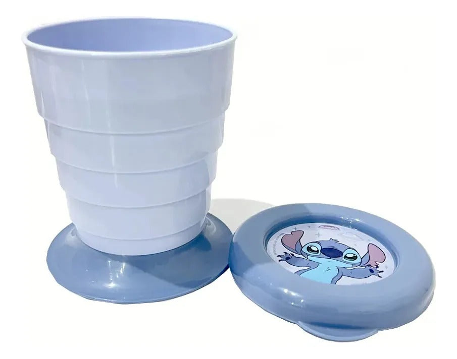 Copo Plástico Dobrável com Tampa Stitch – 330 ml