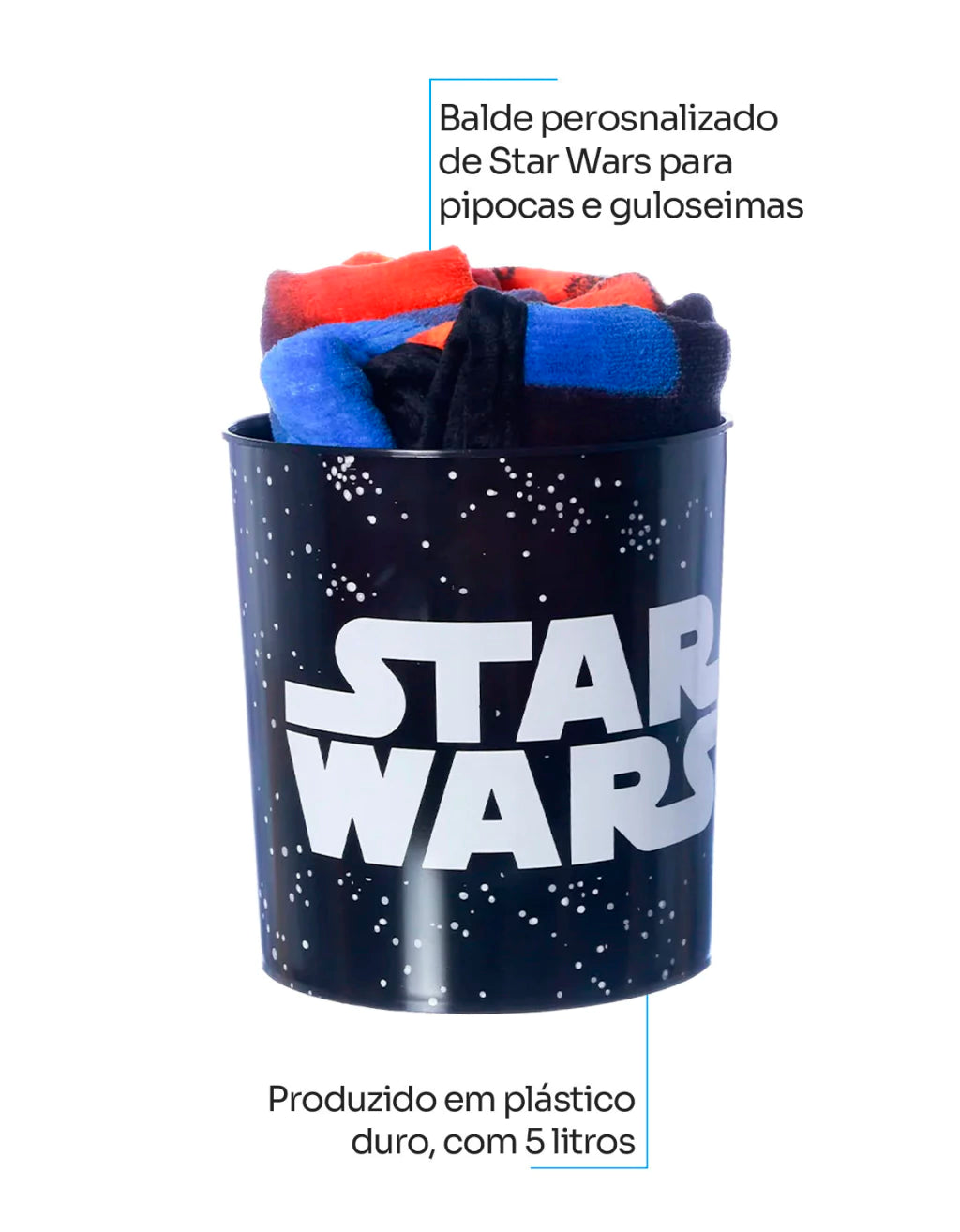 Conjunto Balde de Cinema com Manta Star Wars