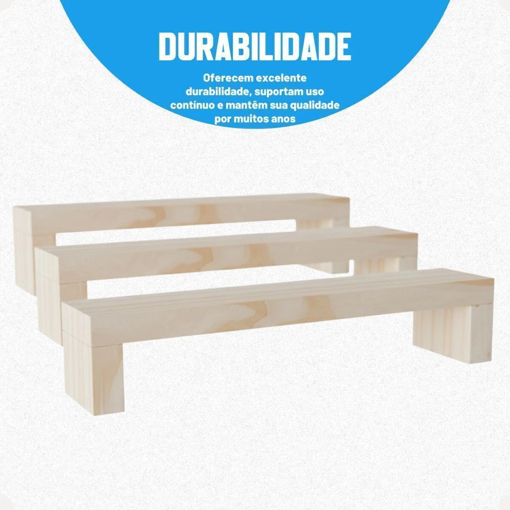Conjunto de Prateleiras em Madeira Pinus – 3 Peças