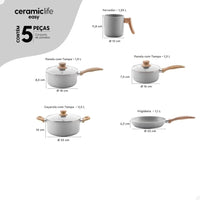 Conjunto de Panelas Brinox Ceramic Life Antiaderente – Cinza