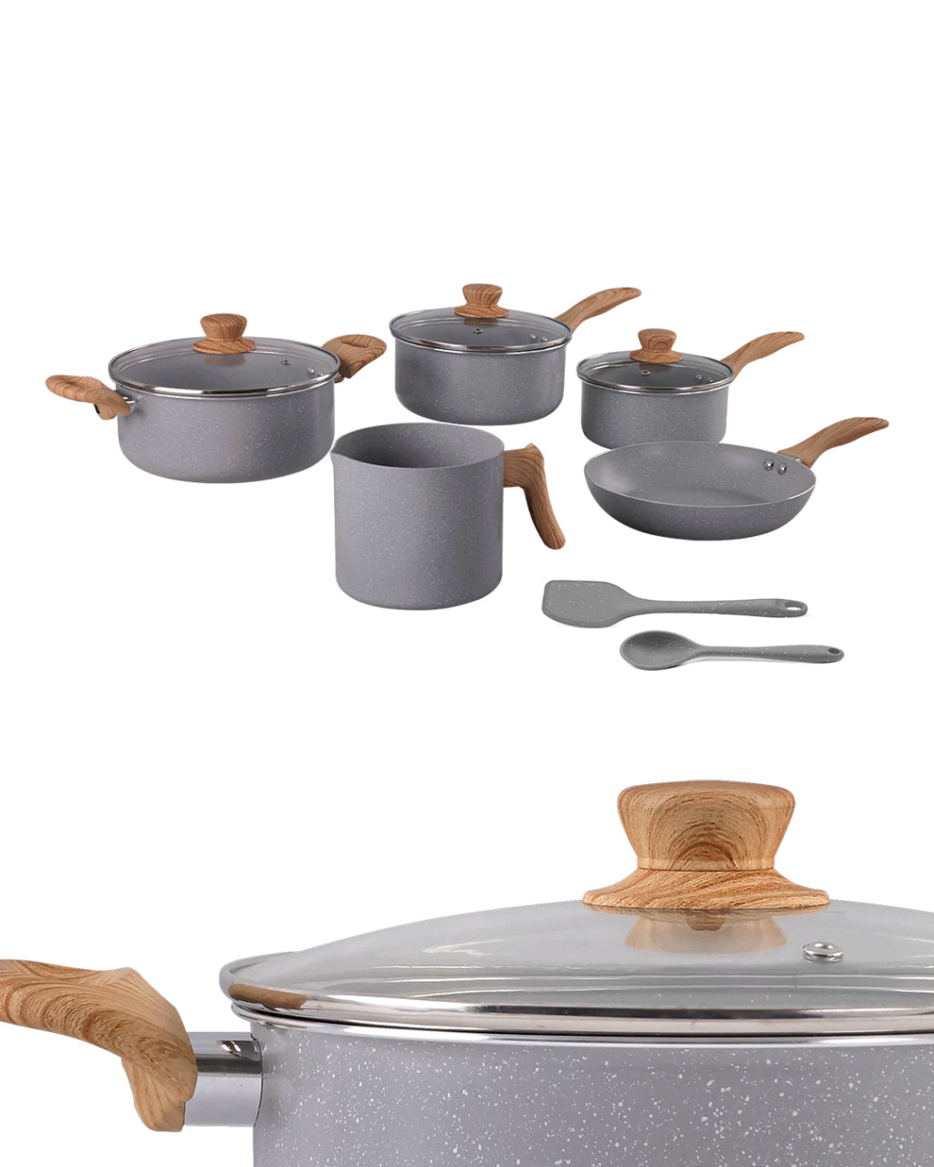 Conjunto de Panelas Easy Gris Ceramic Life 7 Peças Antiaderente – Cinza