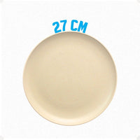 Kit Mesa Posta Fibra de Bambu Bowl 600ml + Prato 20cm + Prato 27cm Bege