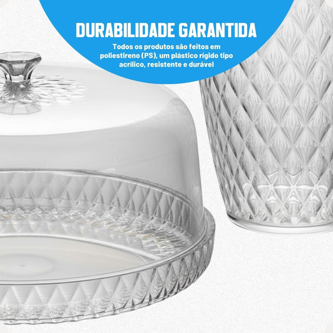 Kit Glamour Jarra 2L + Queijeira + Mantegueira + Boleira Baixa