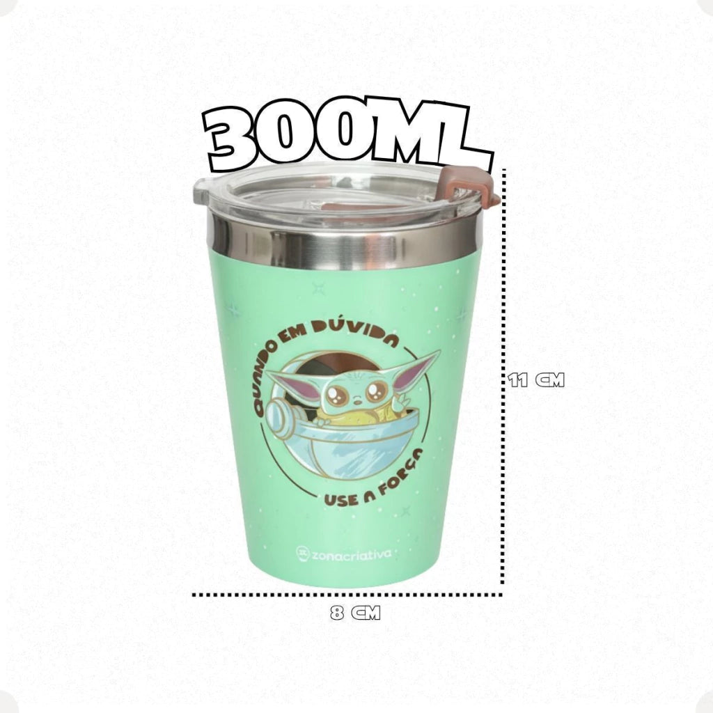 Copo de Viagem Snap com Tampa Baby Yoda – 300 ml