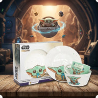 Conjunto Breakfast Baby Yoda em Cerâmica com Caneca, Bowl e Prato