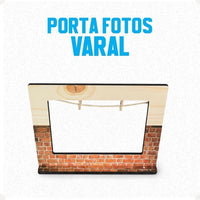 Porta-Retrato Varal Polaroide em MDF Tijolo