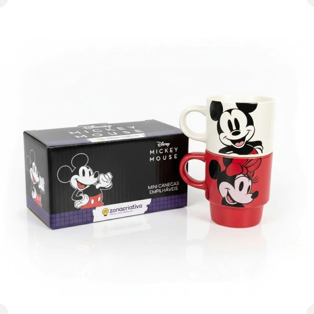 Conjunto com 2 Canecas Empilháveis Mickey e Minnie Mouse – 180 ml