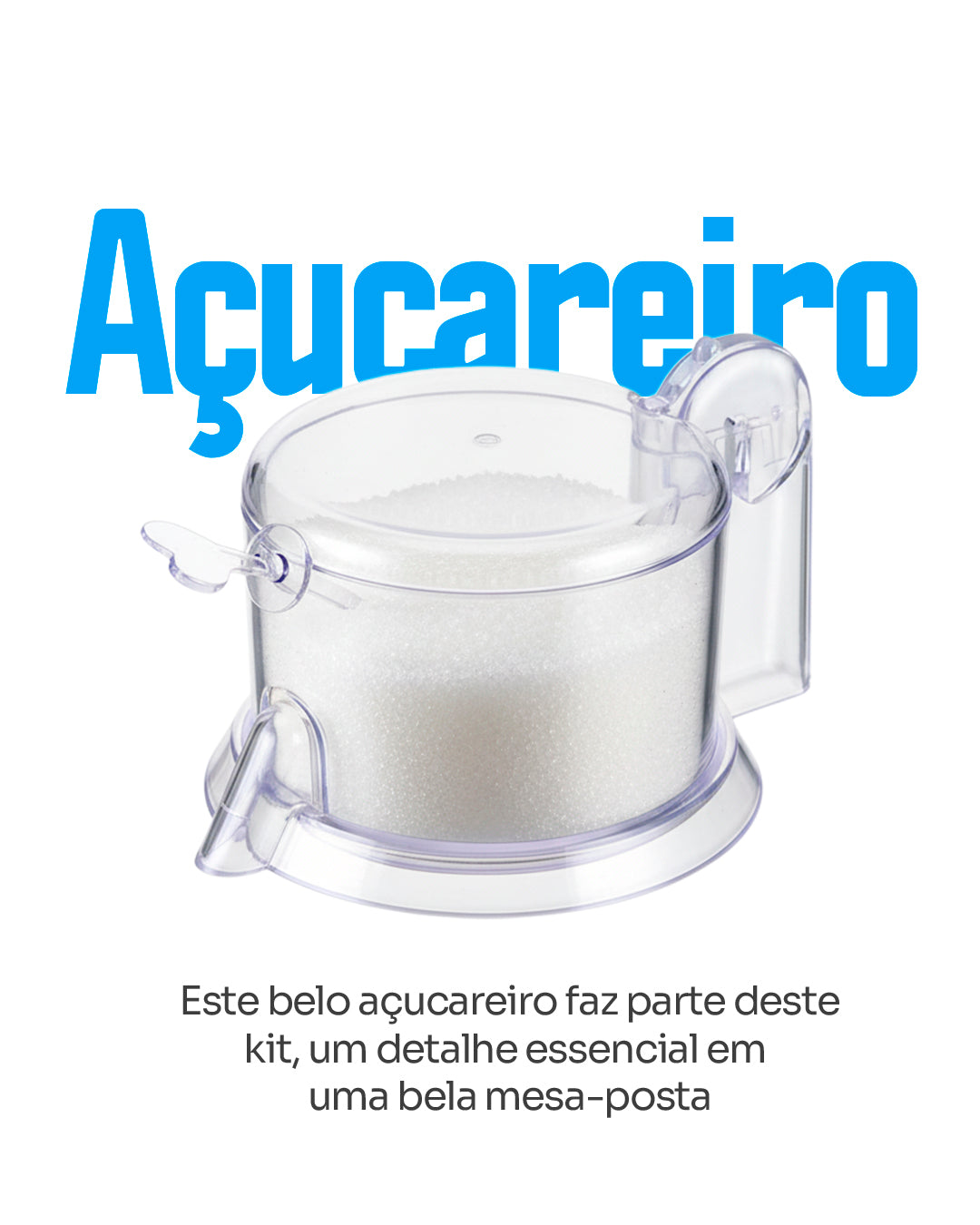 Kit Porta Bolo Trança 26cm com Porta queijo, Porta Leite, Manteigueira e Açucareiro Acrílico 5 Peças
