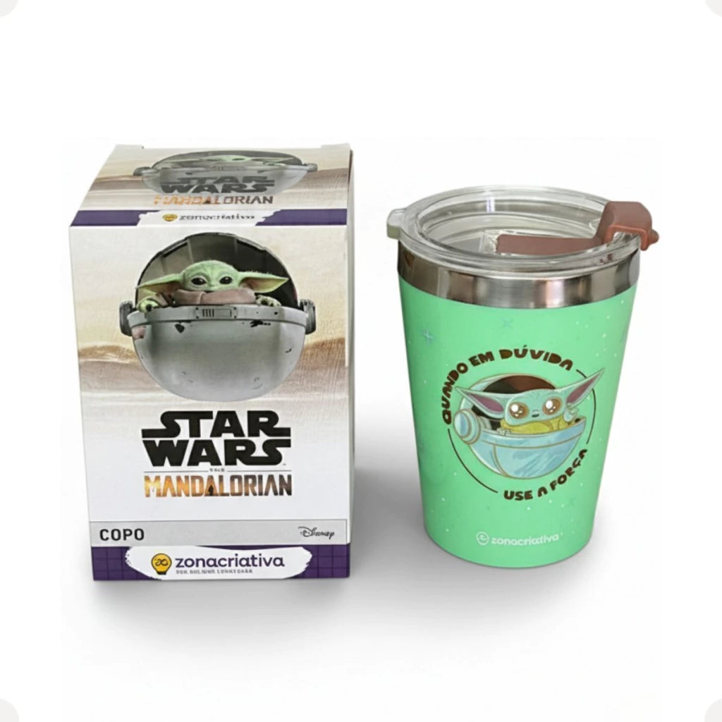 Copo de Viagem Snap com Tampa Baby Yoda – 300 ml