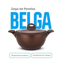 Conjunto de Panelas Belga MTA 3 Peças com Revestimento Ceramic Flon Premium