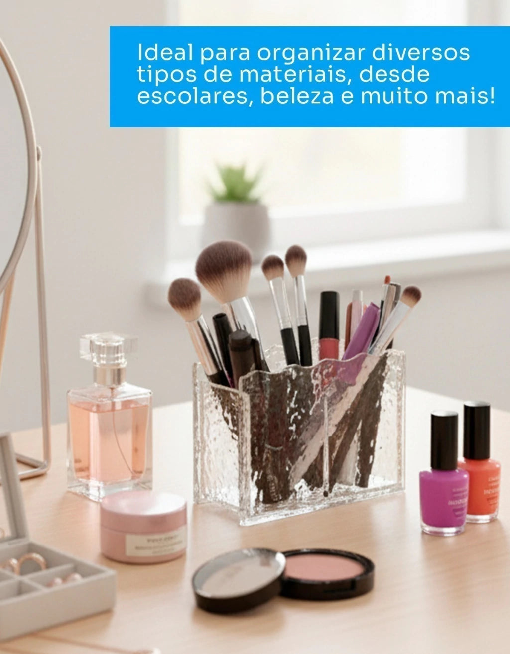 Organizador Multiuso Duplo em Acrílico Texturizado