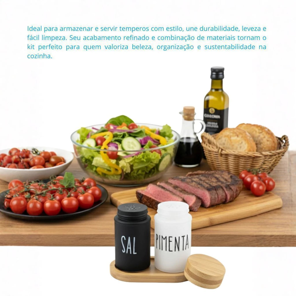Saleiro e Pimenteiro Doha em Vidro – 3 Peças 90 ml