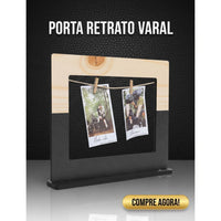 Porta-Retrato Varal Polaroide em MDF Preto