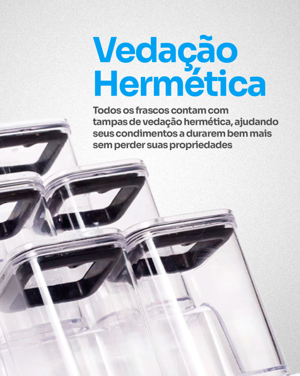 Porta-Condimentos em Acrílico Cristal com Suporte Preto – 7 Peças
