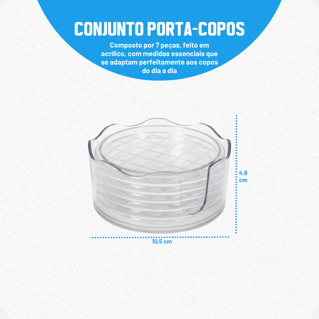 Kit Cúpula Redonda Média 23cm Cristal + Conjunto Porta Copos Cristal com 7 Peças