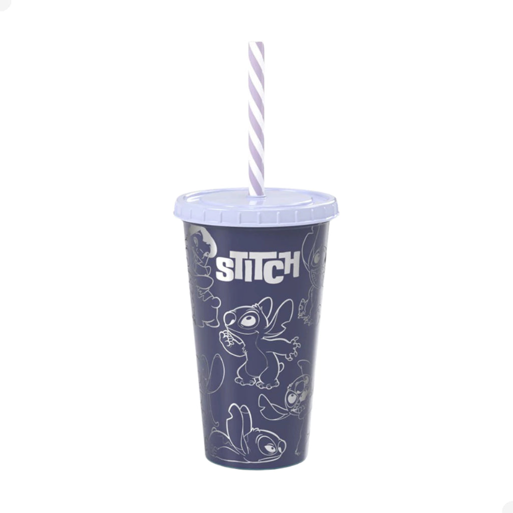 Copo com Tampa e Canudo Stitch – 500 ml (Sortido)