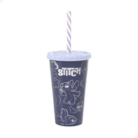 Copo com Tampa e Canudo Stitch – 500 ml (Sortido)