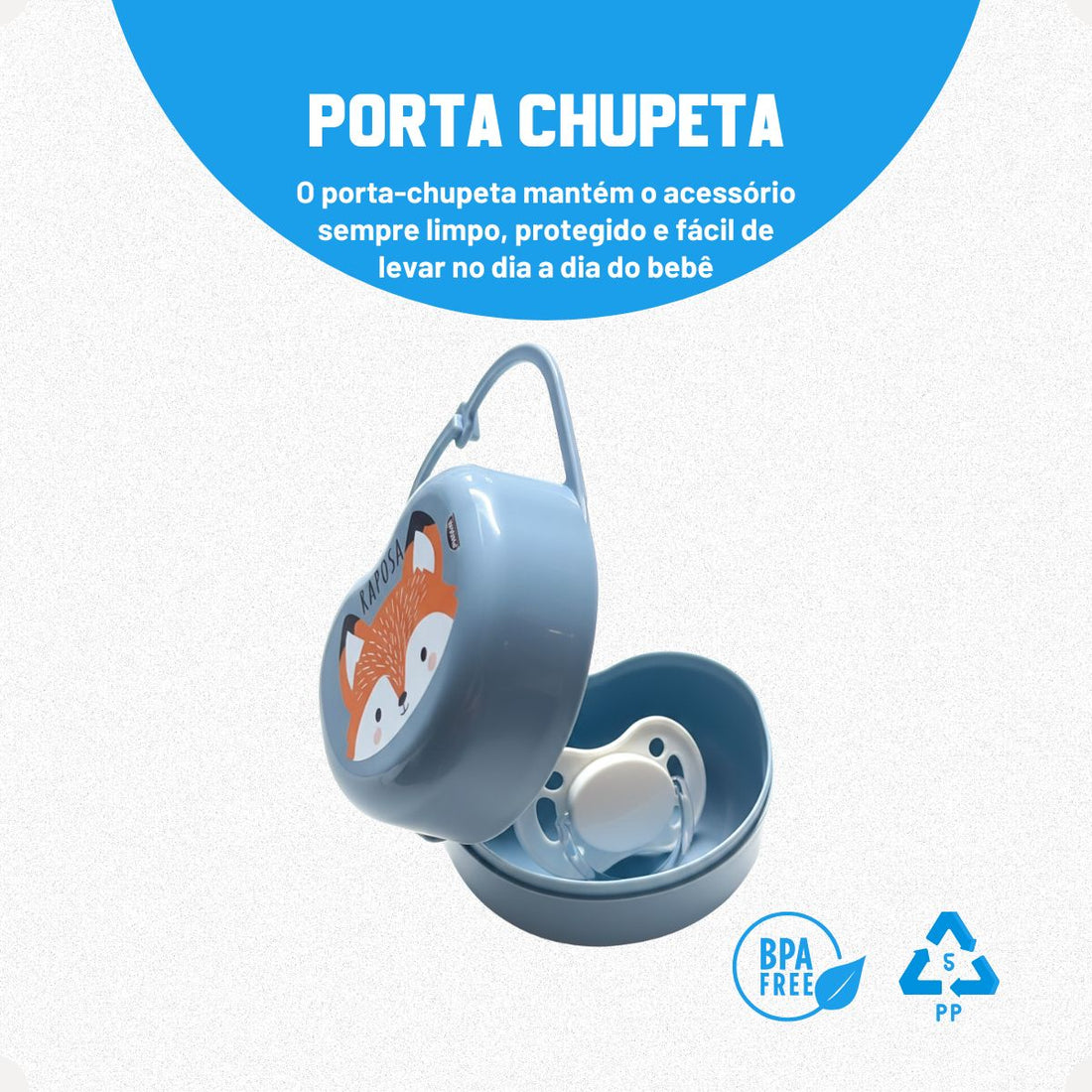 Kit Dosador de Leite em Pó 3 Compartimentos 300ml com Porta Chupeta com Alça e Porta Papinha Duplo com Encaixe 70ml Azul