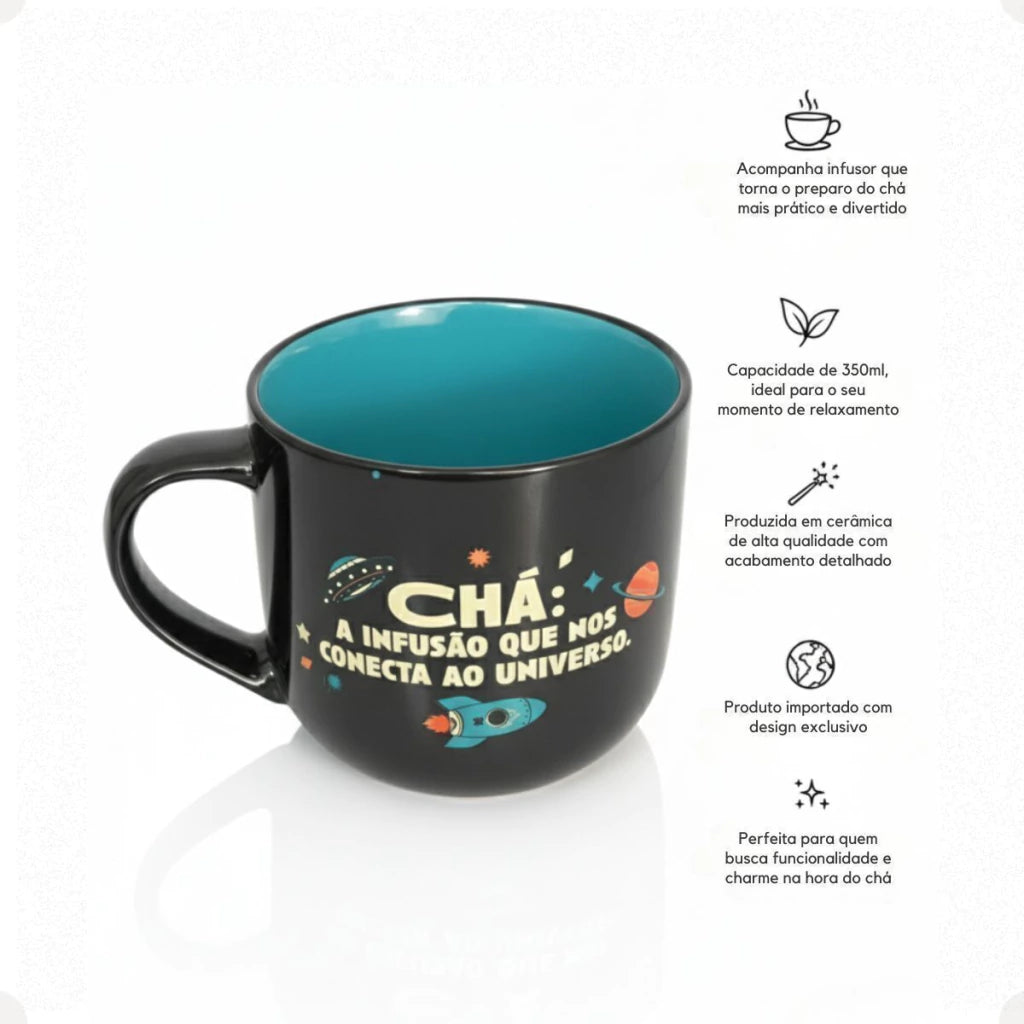 Caneca com Infusor de Chá Astronauta – 350 ml