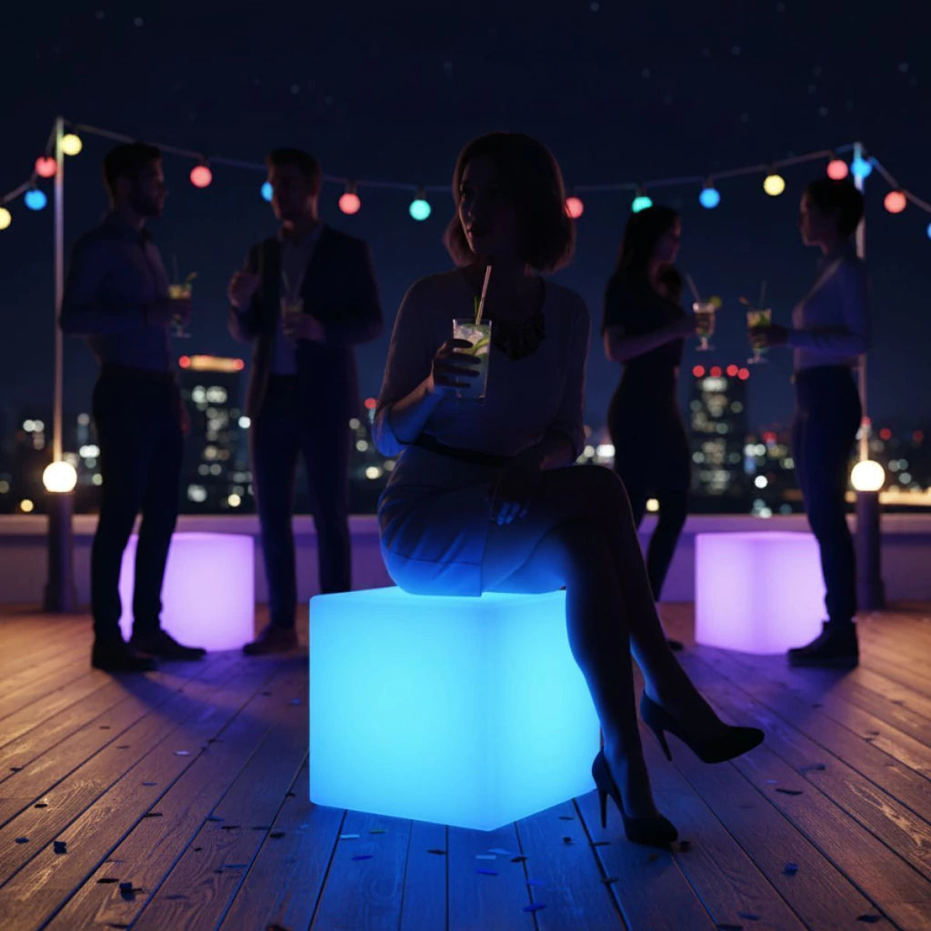 Cubo Branco LED RGB sem Fio – 42 x 42 cm