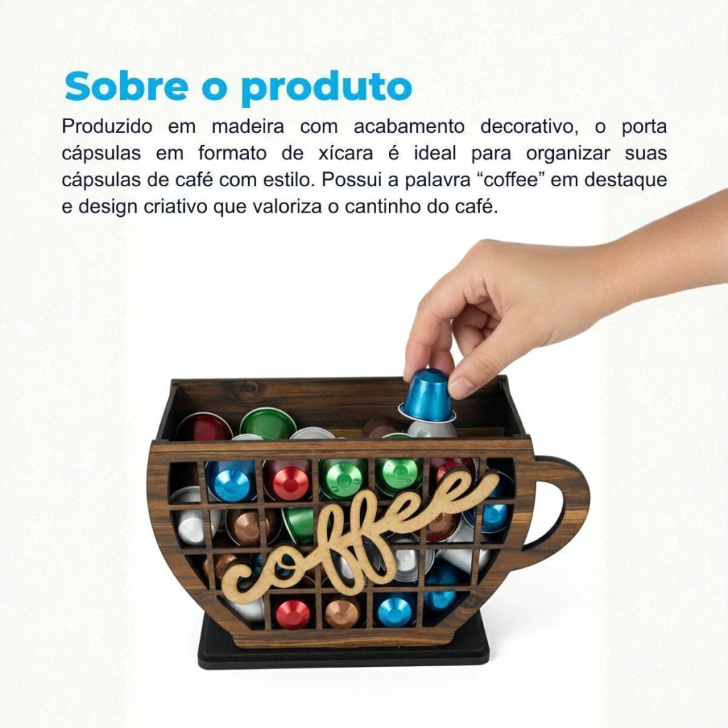Suporte para Cápsulas em Formato de Xícara em MDF