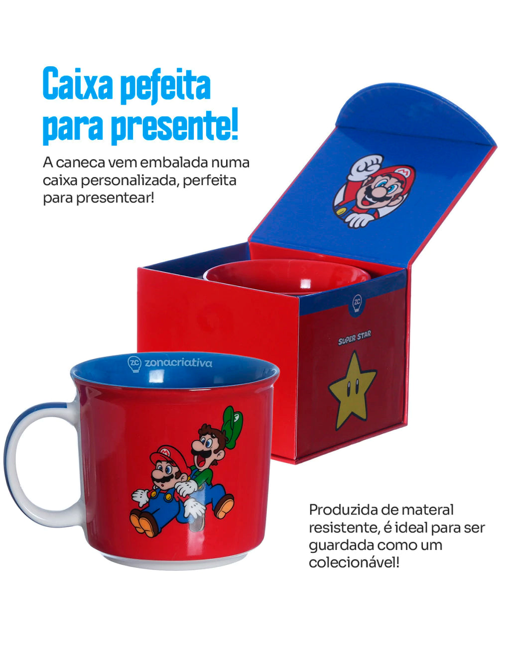 Caneca Tom Super Mario em Cerâmica – 350 ml