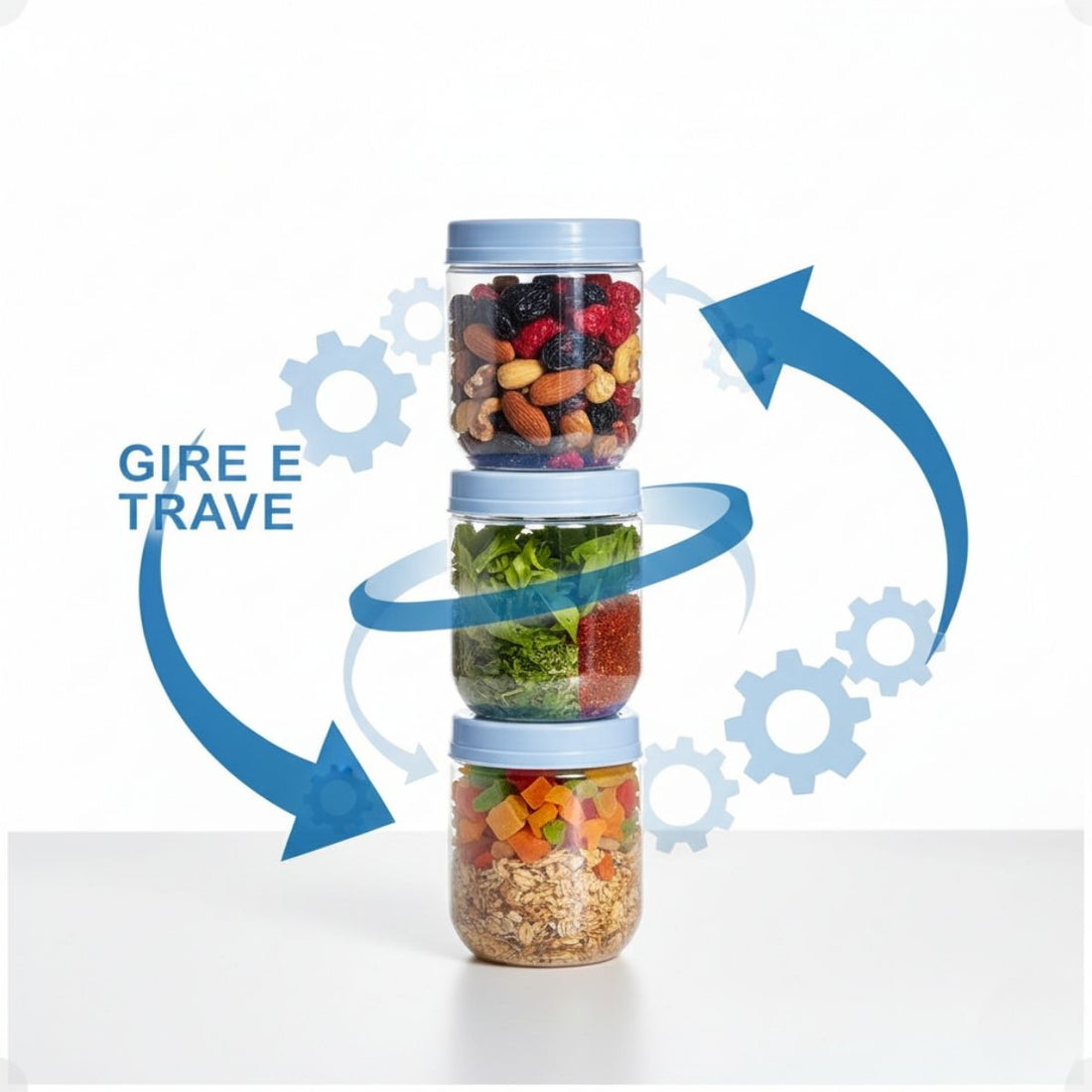 Kit Porta Condimentos Gire Trave 380ml 3 Peças Azul Claro