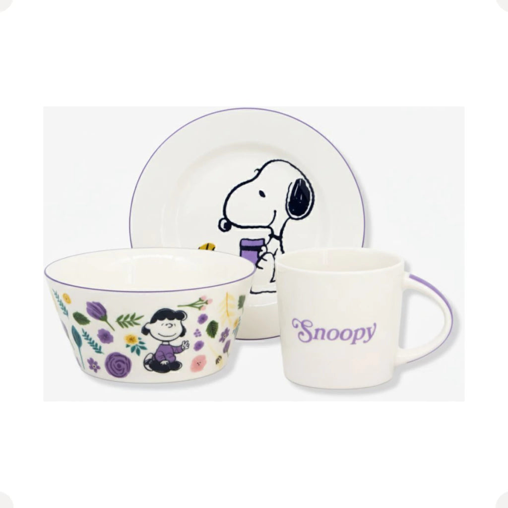 Conjunto Breakfast Snoopy em Cerâmica com Caneca, Bowl e Prato