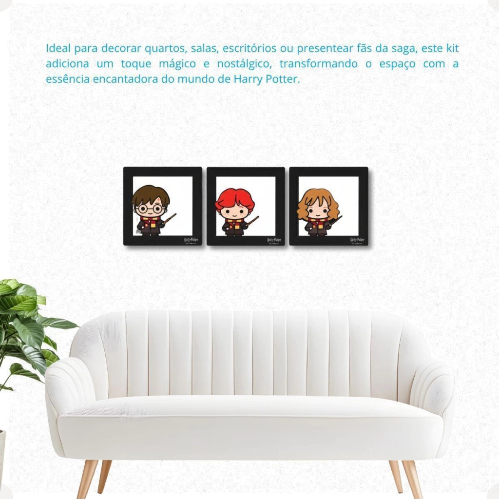 Conjunto de Quadros Harry Potter Pop Collection – 3 Peças
