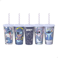 Copo com Tampa e Canudo Stitch – 500 ml (Sortido)