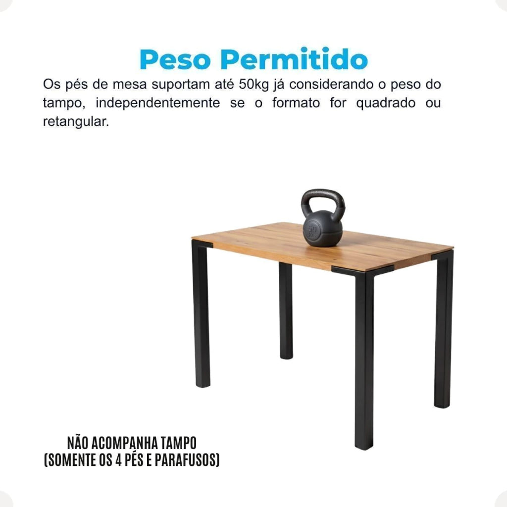 Pé de Mesa Industrial em Aço Reforçado com Base em Cantoneira – 70 cm