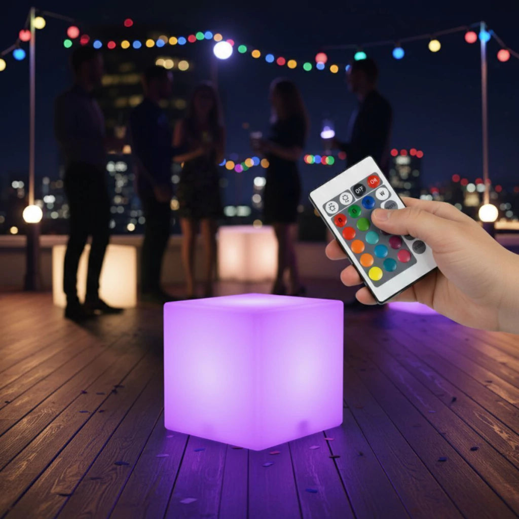 Cubo Branco LED RGB sem Fio – 42 x 42 cm