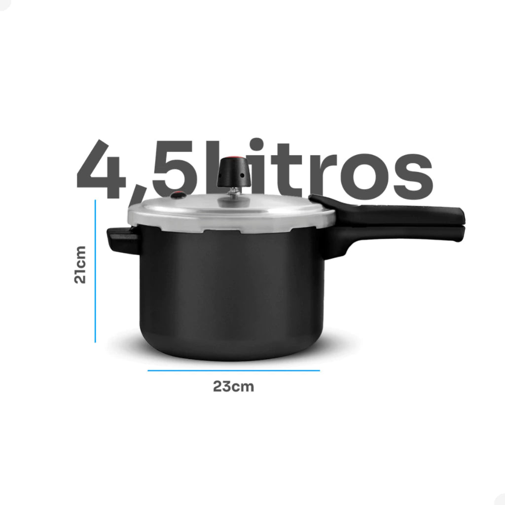 Panela de Pressão Panelux 4,5 L Antiaderente por Dentro e por Fora – Preta
