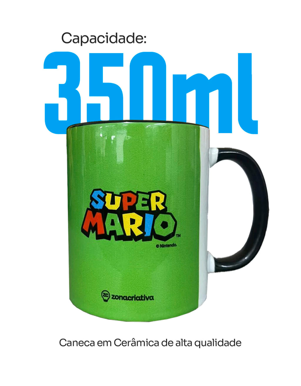 Caneca Pop Super Luigi Face em Cerâmica – 350 ml