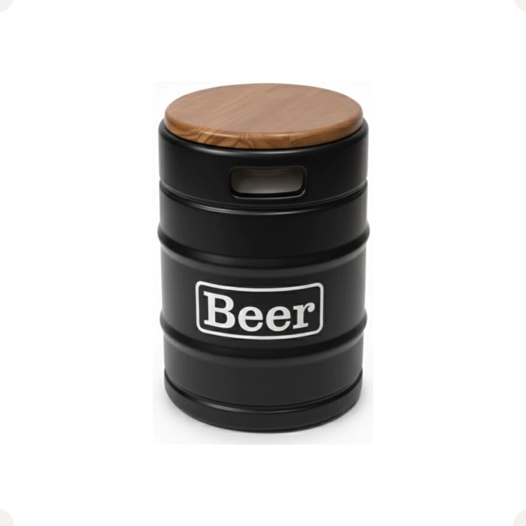 Barril Cooler Banco Preto com Tampa Marrom