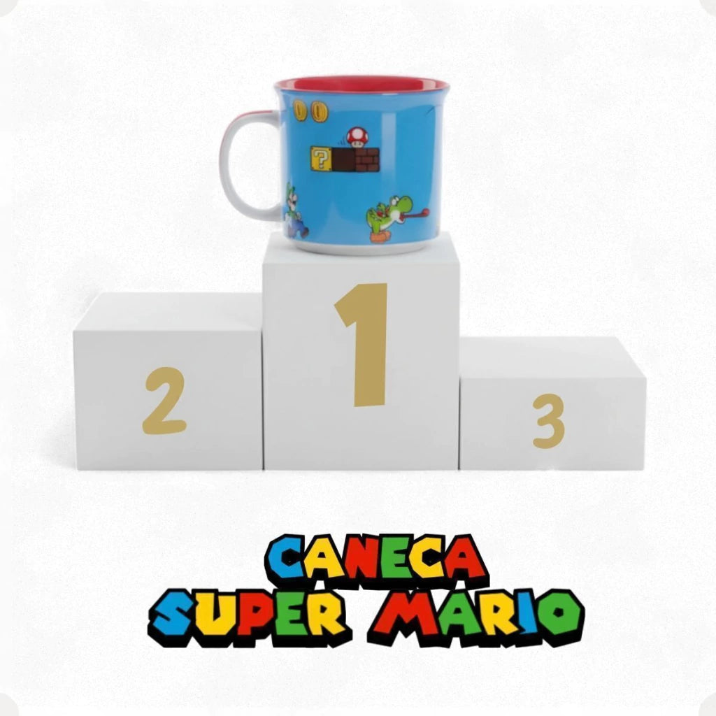 Caneca Tom Super Mario Azul em Cerâmica – 350 ml