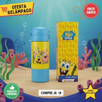 Garrafa Térmica Capsule com Canudo e Alça Bob Esponja – 450 ml