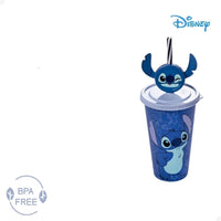 Copo Stitch Disney Infantil com Tampa e Canudo – 500 ml